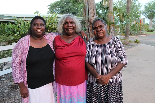 Certificate II Indigenous Leadership Graduates Joanne and Glennis with Miriwoong Elder Agnes before the graduation ceremony